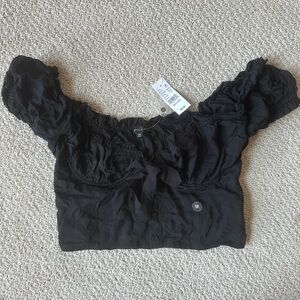 Kendall & Kylie from Pacsun Black Puff Sleeve Crop Top